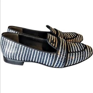 Tory Burch navy and white loafers lightly worn